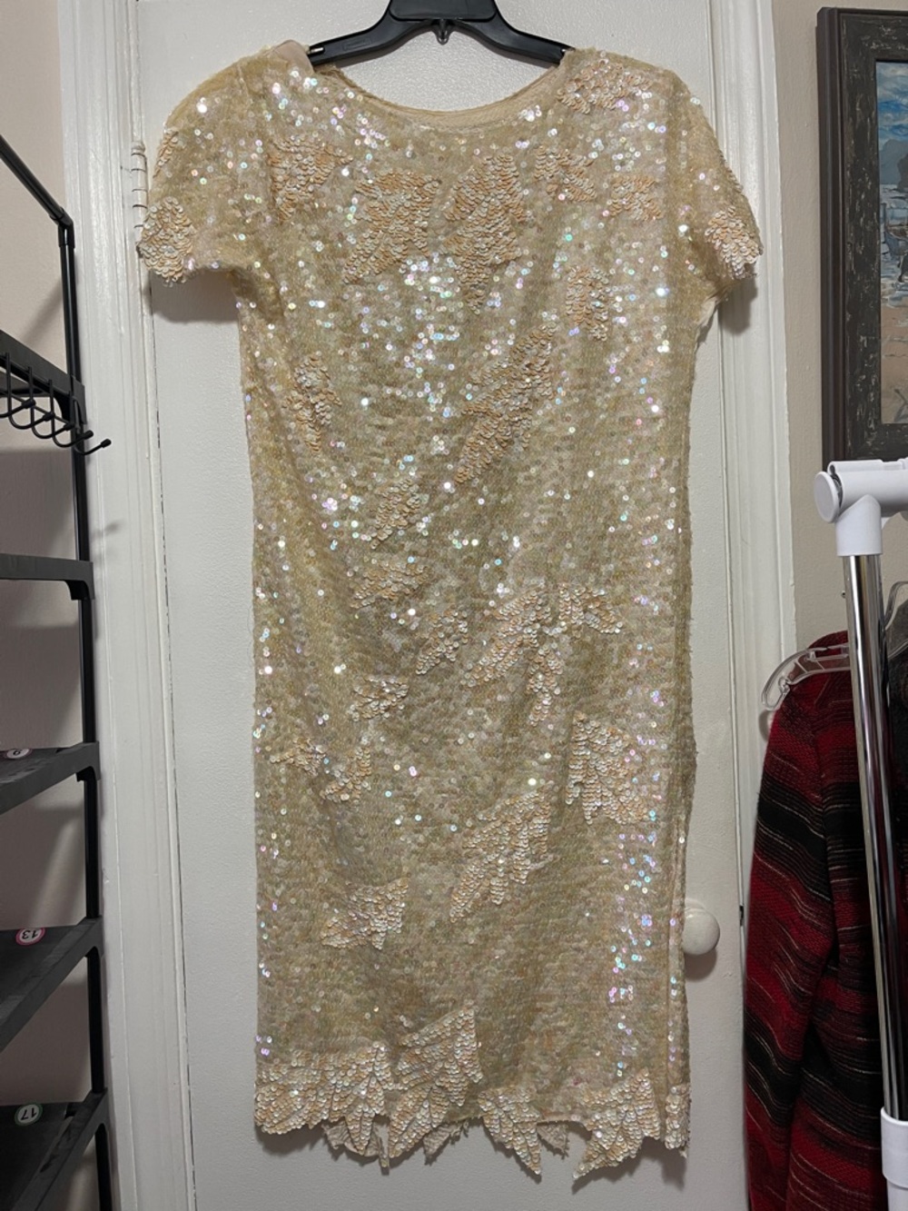 All silk sequins dress Women’s L XL iridescent - Picture 5 of 11